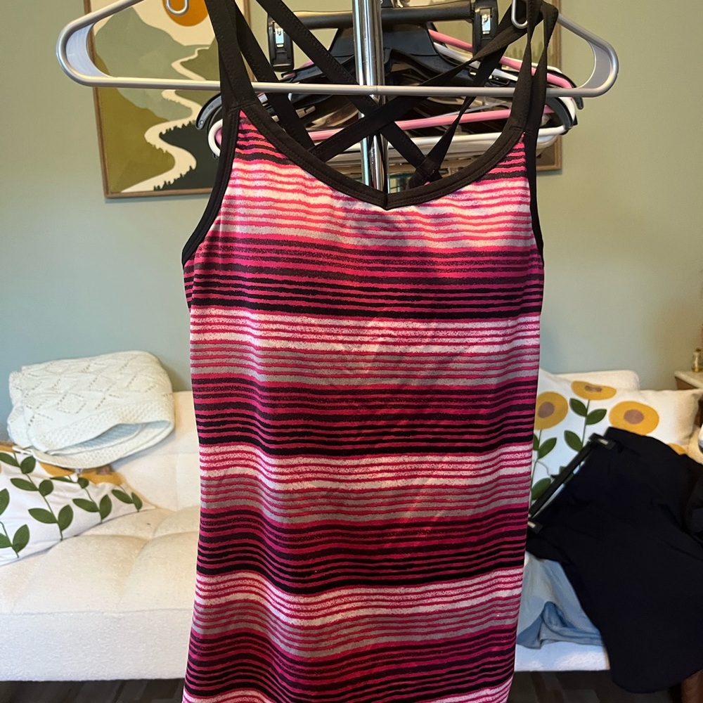 Danskin Pink Black Striped Tank Top